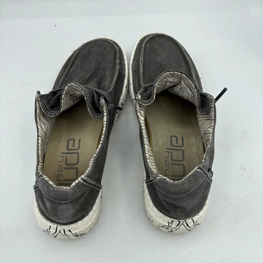 Hey Dude Shoes Womens Size 6 Wendy Moonwash Gray Canvas Slip‎ On Loafer Casual